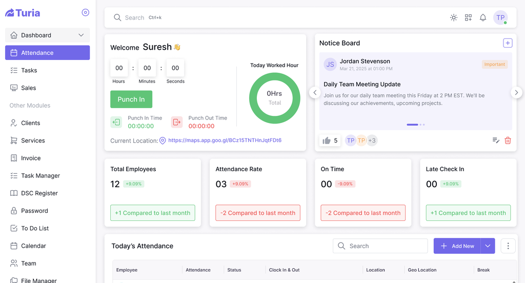 Turia: Smart Work Management for CA Professionals